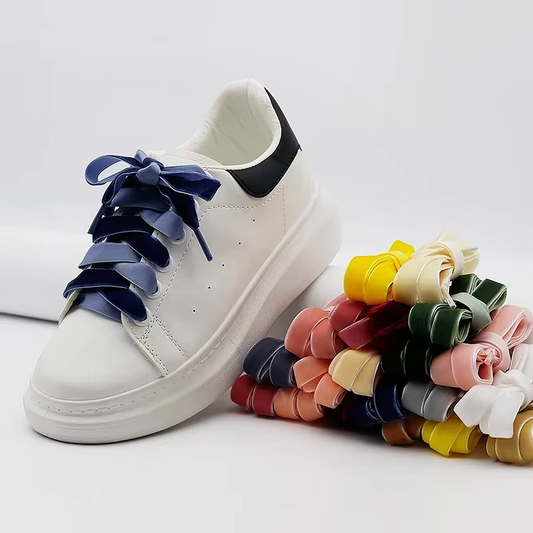 Cordones Planos de Terciopelo 1,6cm Ancho X 120cm Largo Premium