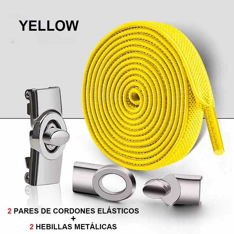 No-Tie Elastic Laces with Metallic Knob Buckle