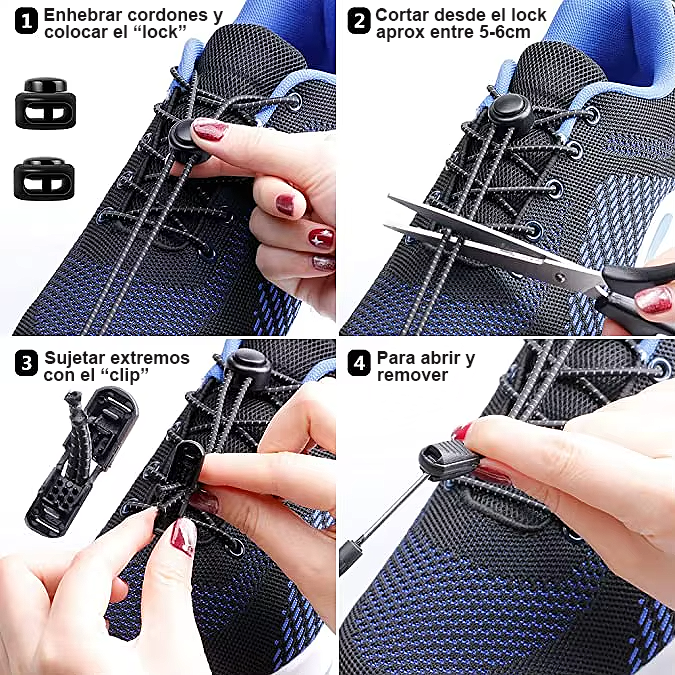 No-Tie Reflective Elastic Shoelaces - Adjustable Lock