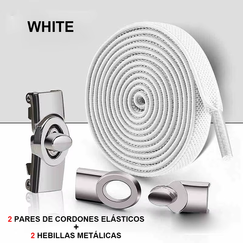 No-Tie Elastic Laces with Metallic Knob Buckle
