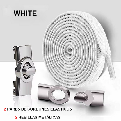 No-Tie Elastic Laces with Metallic Knob Buckle