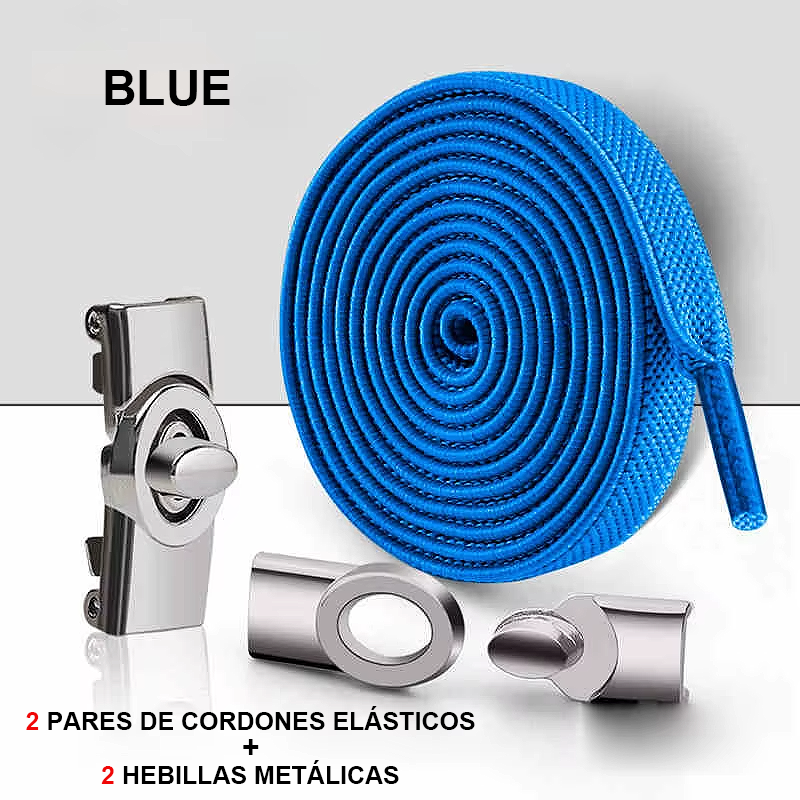 No-Tie Elastic Laces with Metallic Knob Buckle