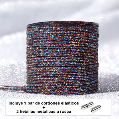 Glitter No-Tie Laces with Screw-on Metal Capsule