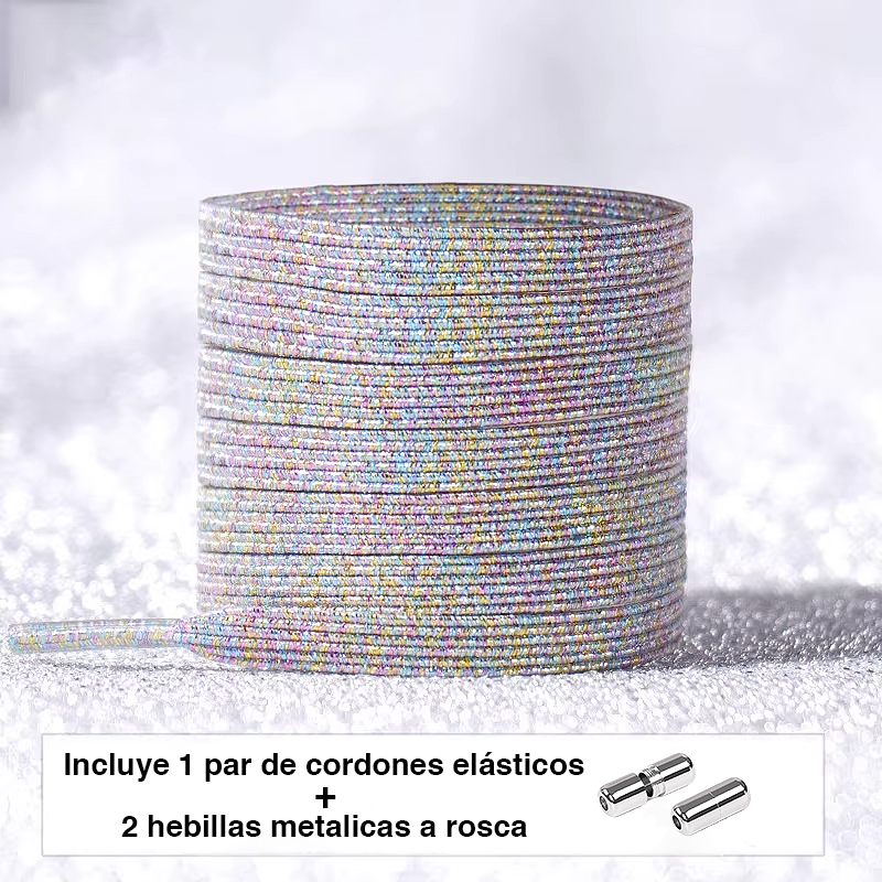 Glitter No-Tie Laces with Screw-on Metal Capsule