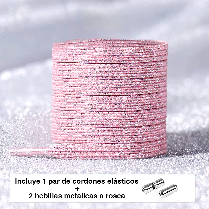 Glitter No-Tie Laces with Screw-on Metal Capsule