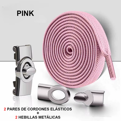 No-Tie Elastic Laces with Metallic Knob Buckle