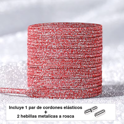 Glitter No-Tie Laces with Screw-on Metal Capsule