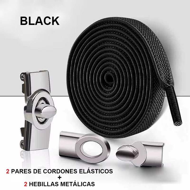 No-Tie Elastic Laces with Metallic Knob Buckle