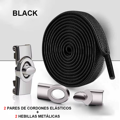 No-Tie Elastic Laces with Metallic Knob Buckle