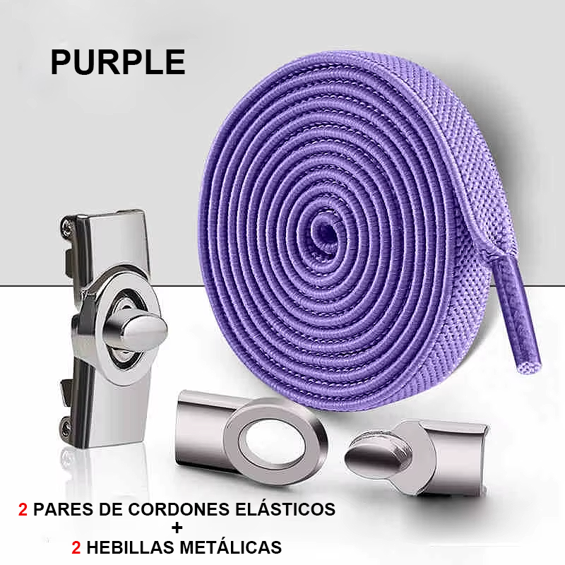 No-Tie Elastic Laces with Metallic Knob Buckle