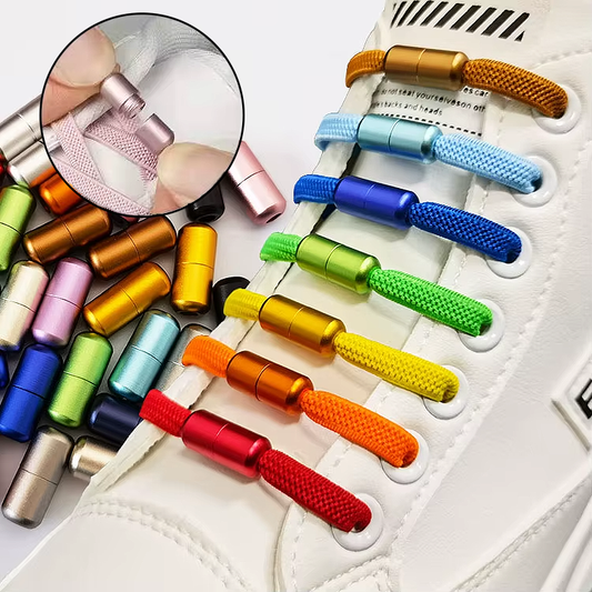 Elastic No-Tie Laces with Metallic Colored Screw Capsule