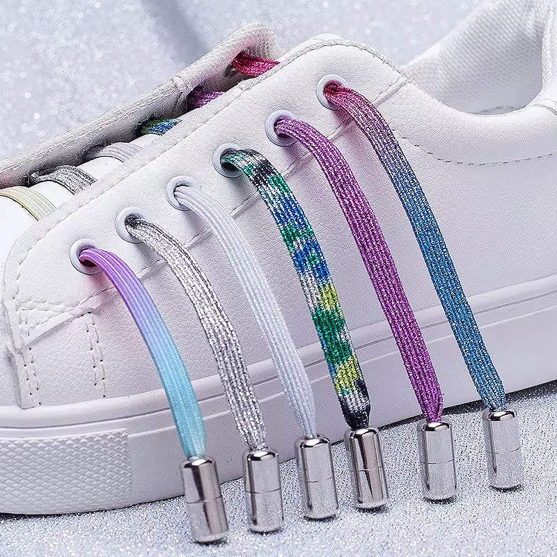 Glitter No-Tie Laces with Screw-on Metal Capsule
