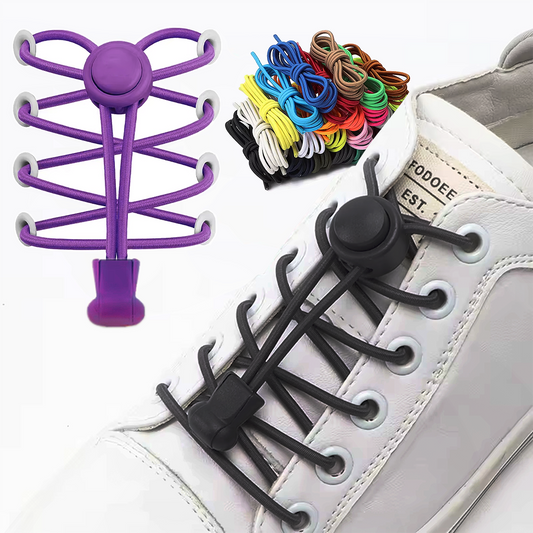 Elastic Round No-Tie Shoelaces with Adjustable Lock