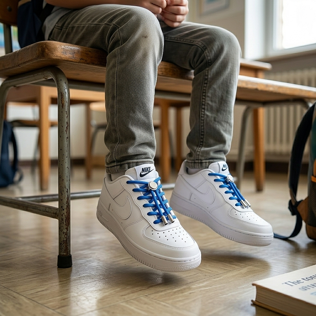 No-Tie Elastic Shoelaces with Metal Button