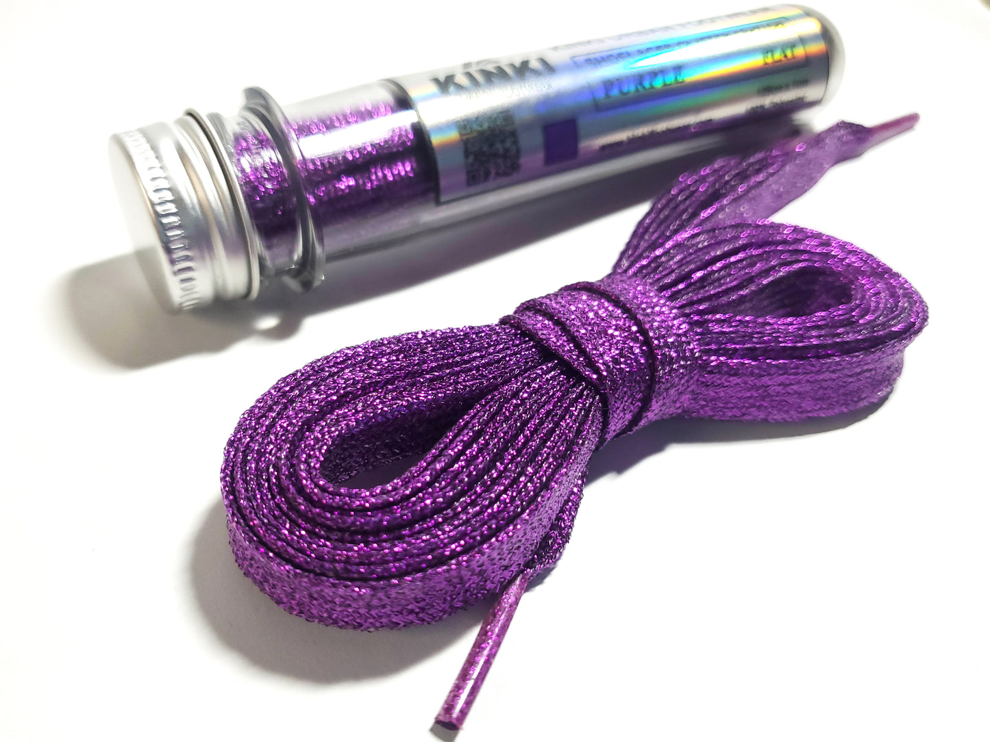 Cordones Glitter Planos de 125cm Largo - Con Packaging
