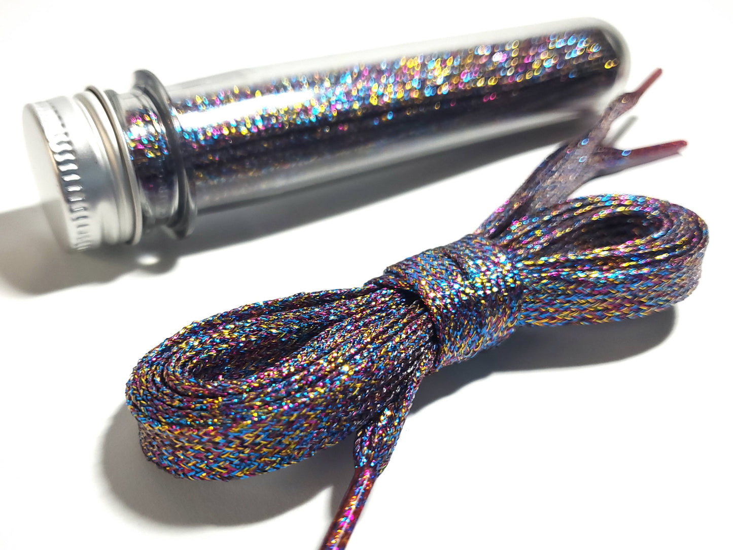 Cordones Glitter Planos de 125cm Largo - Con Packaging