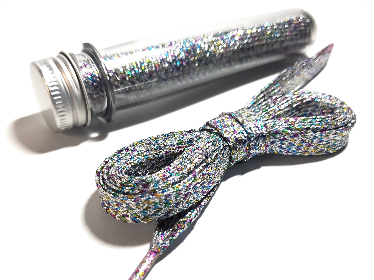 Cordones Glitter Planos de 125cm Largo - Con Packaging