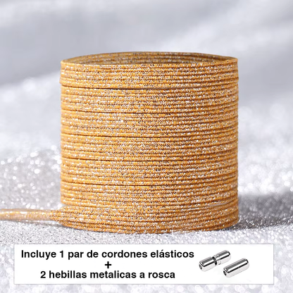 Glitter No-Tie Laces with Screw-on Metal Capsule