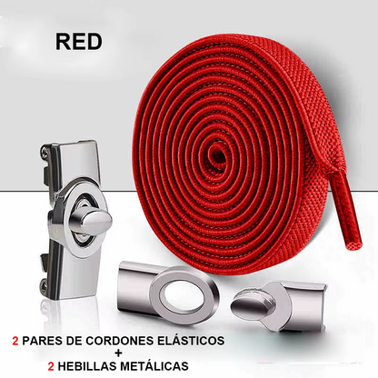 No-Tie Elastic Laces with Metallic Knob Buckle