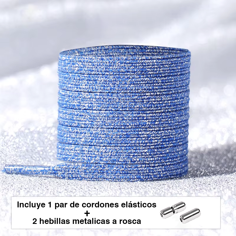 Glitter No-Tie Laces with Screw-on Metal Capsule