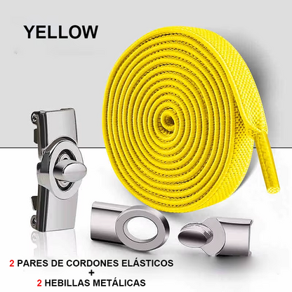 No-Tie Elastic Laces with Metallic Knob Buckle