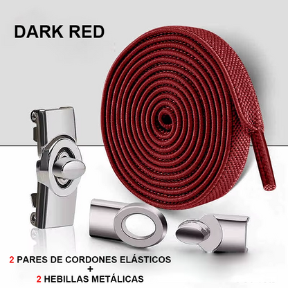 No-Tie Elastic Laces with Metallic Knob Buckle