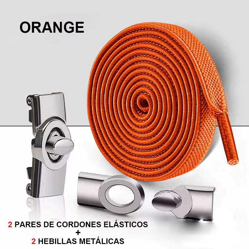 No-Tie Elastic Laces with Metallic Knob Buckle