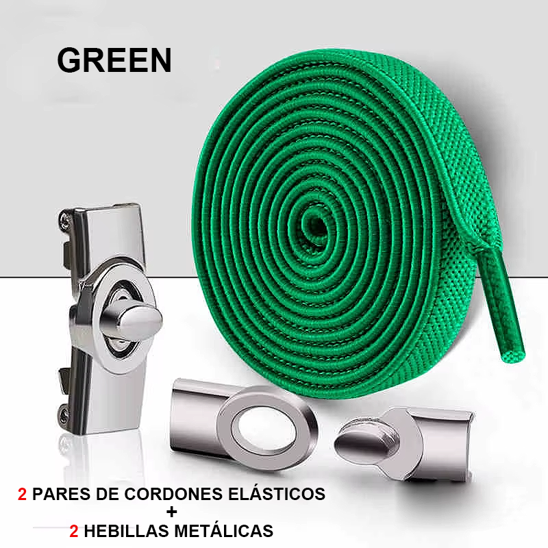 No-Tie Elastic Laces with Metallic Knob Buckle