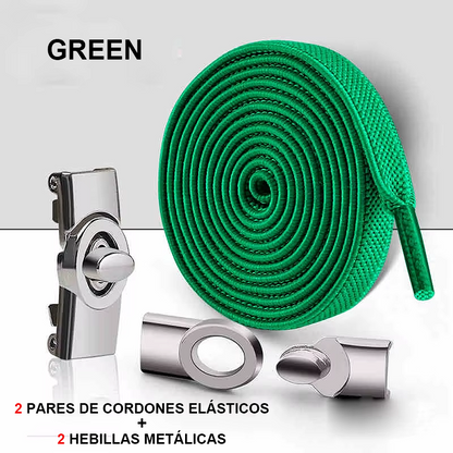 No-Tie Elastic Laces with Metallic Knob Buckle