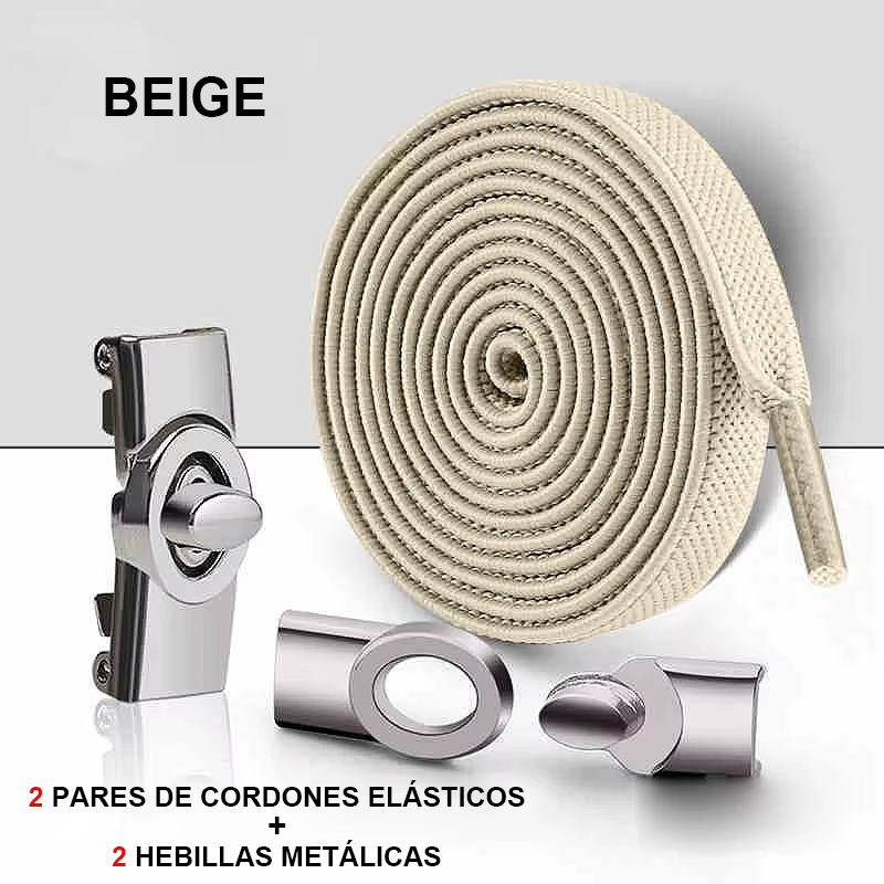 No-Tie Elastic Laces with Metallic Knob Buckle
