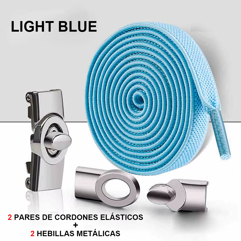 No-Tie Elastic Laces with Metallic Knob Buckle