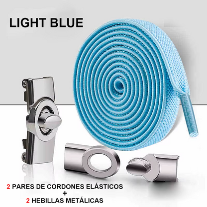 No-Tie Elastic Laces with Metallic Knob Buckle