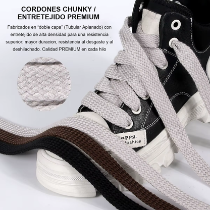 Chunky laces 130cm long x 1.7cm wide flat double layer
