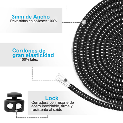 Elastic Round No-Tie Shoelaces with Adjustable Lock