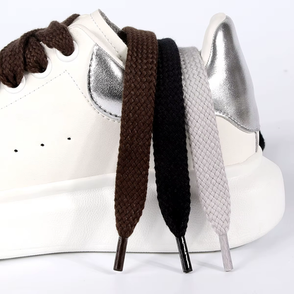 Chunky laces 130cm long x 1.7cm wide flat double layer