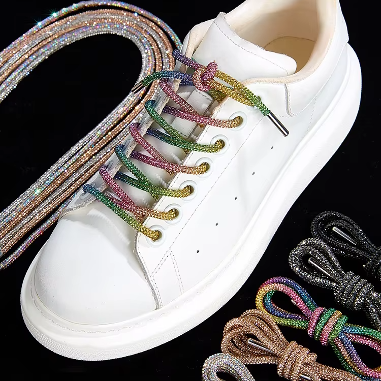Rhinestone Glitter Crystal Round Laces 120cm Long