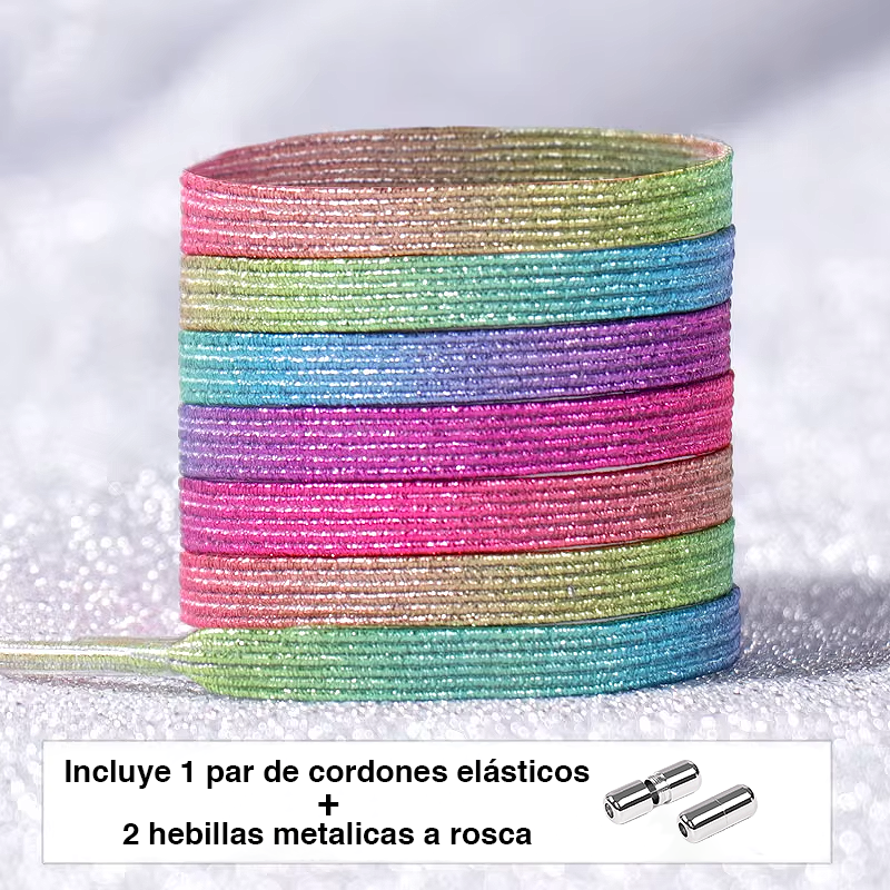 Glitter No-Tie Laces with Screw-on Metal Capsule