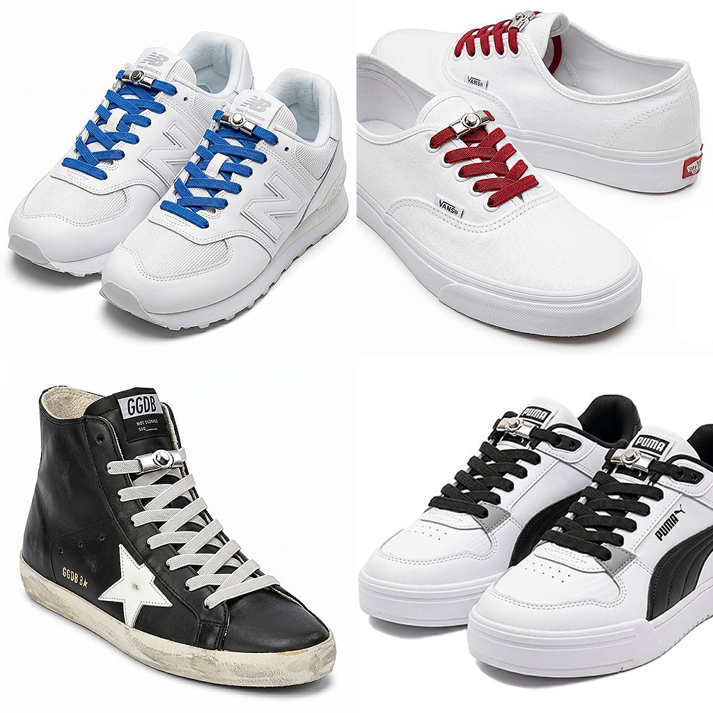 No-Tie Elastic Laces with Metallic Knob Buckle