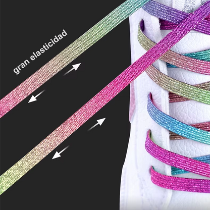 Glitter No-Tie Laces with Screw-on Metal Capsule