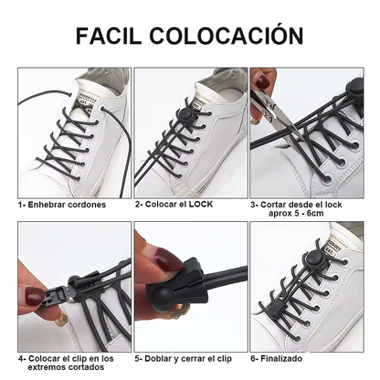 Elastic Round No-Tie Shoelaces with Adjustable Lock