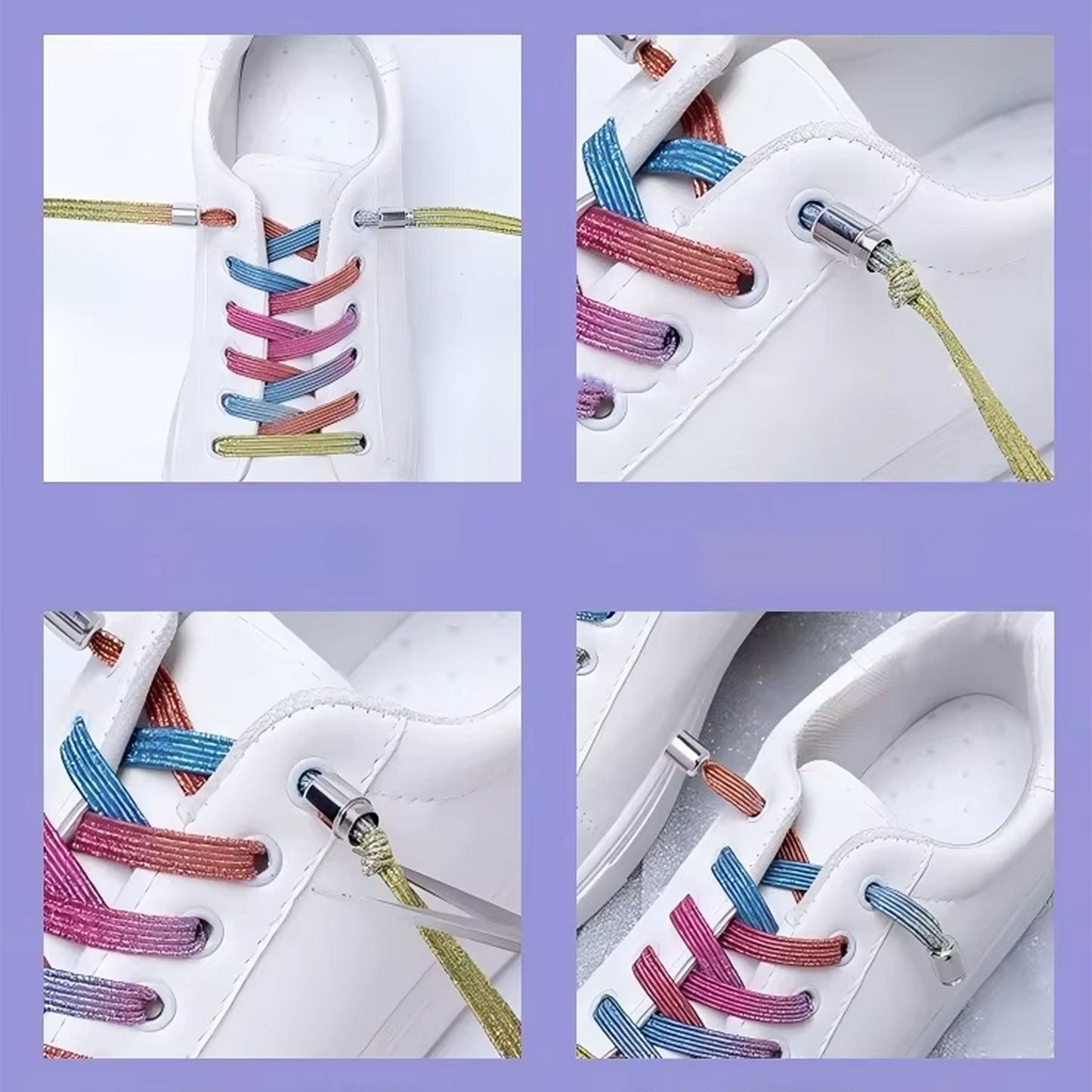 Glitter No-Tie Laces with Screw-on Metal Capsule