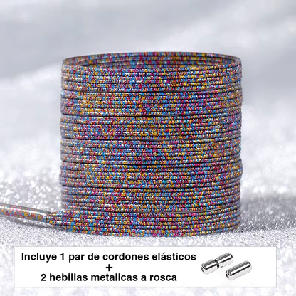 Glitter No-Tie Laces with Screw-on Metal Capsule