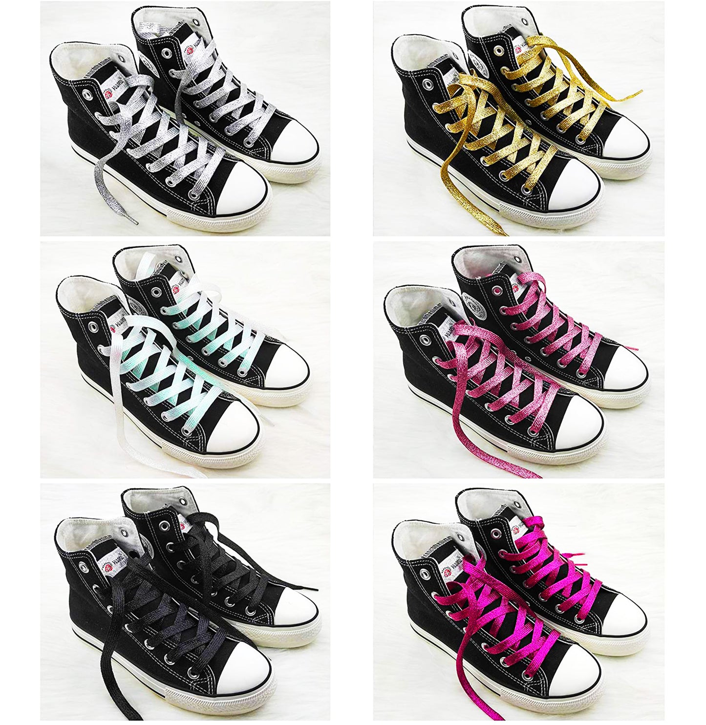 Cordones Glitter Planos de 125cm Largo - Con Packaging