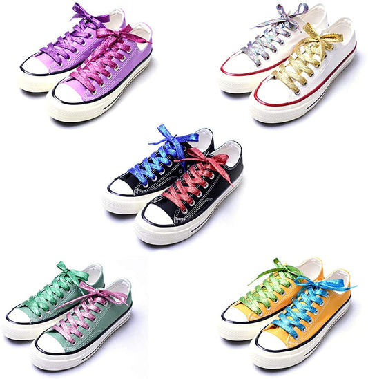 Cordones Glitter Planos de 125cm Largo - Con Packaging