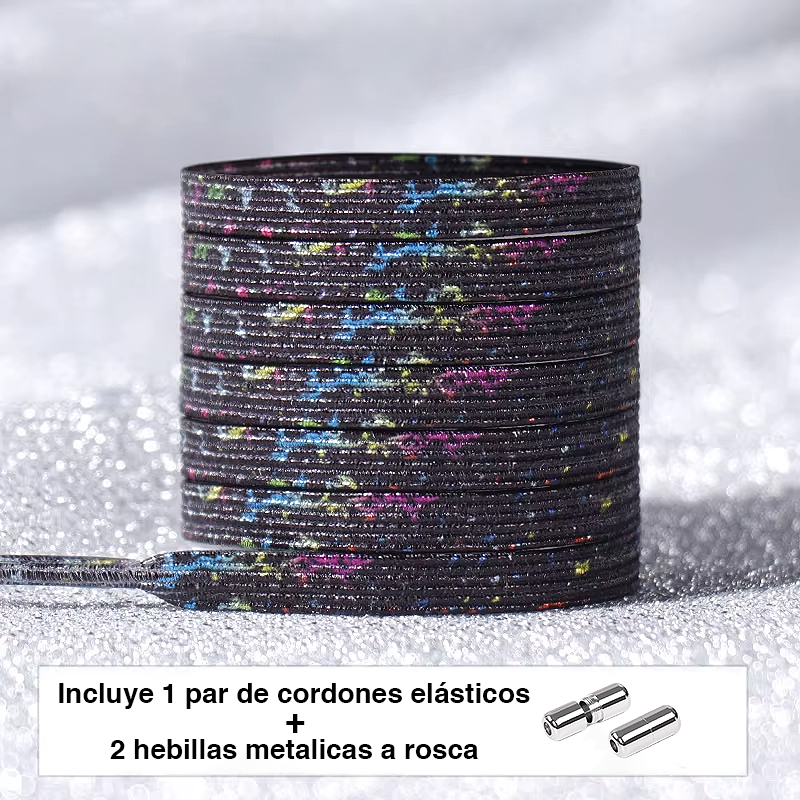 Glitter No-Tie Laces with Screw-on Metal Capsule