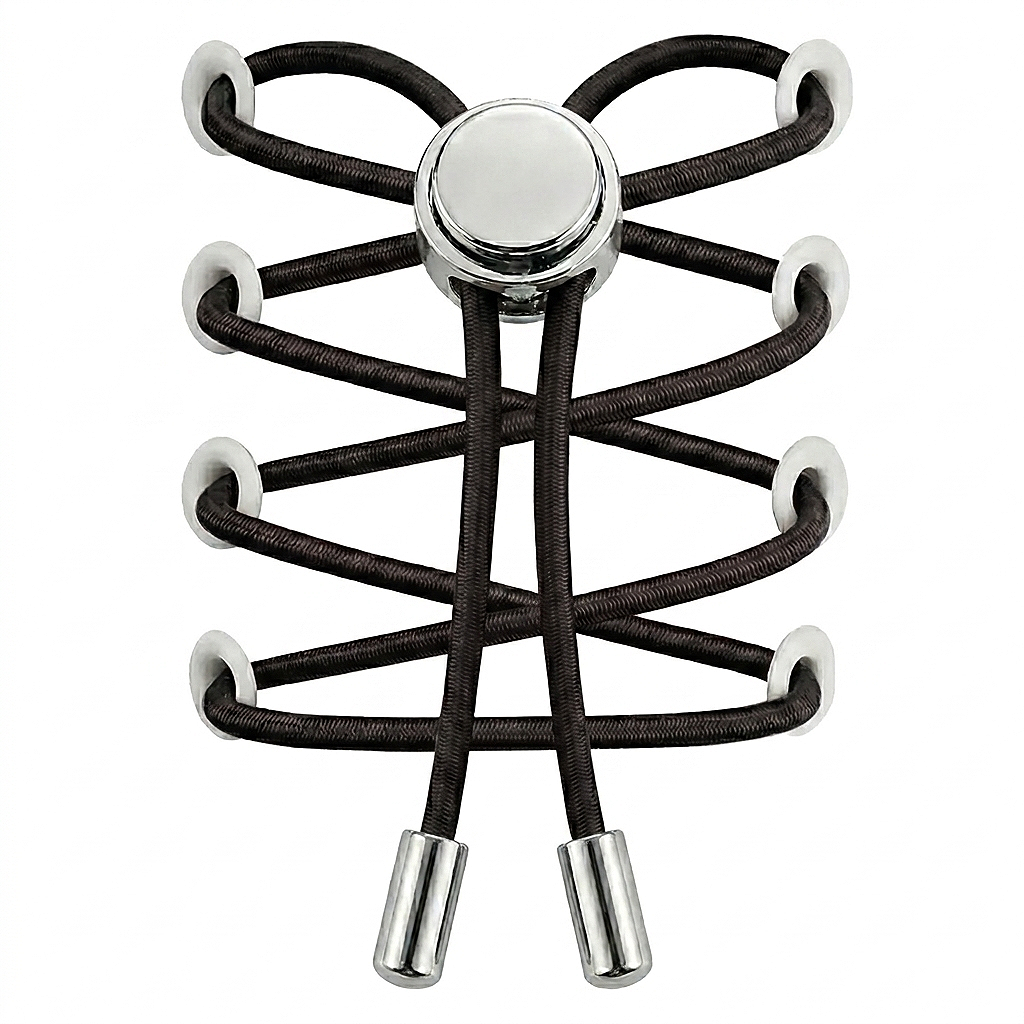 No-Tie Elastic Shoelaces with Metal Button