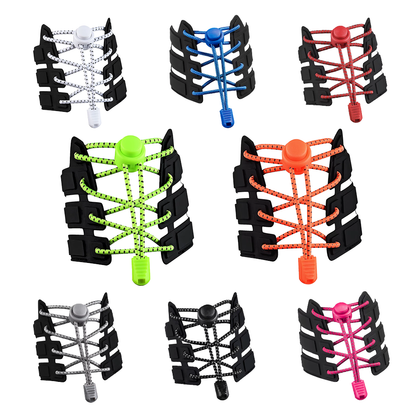 No-Tie Reflective Elastic Shoelaces - Adjustable Lock
