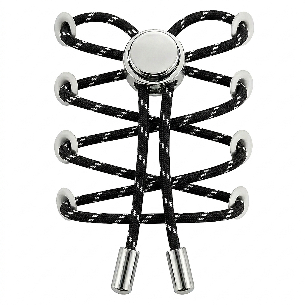 No-Tie Elastic Shoelaces with Metal Button