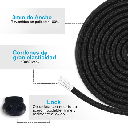 Black Clip Round Elastic No-Tie Shoelaces