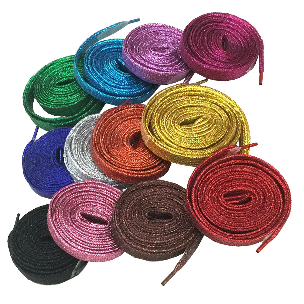Cordones Glitter Planos de 125cm Largo - Con Packaging